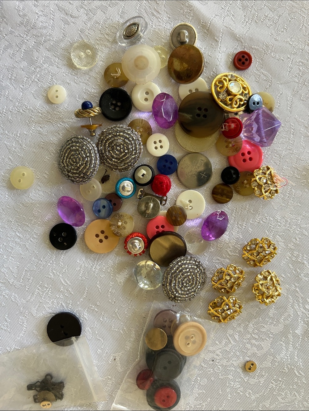 Mixed Decorative Buttons and Embellishments - Assorted Colors